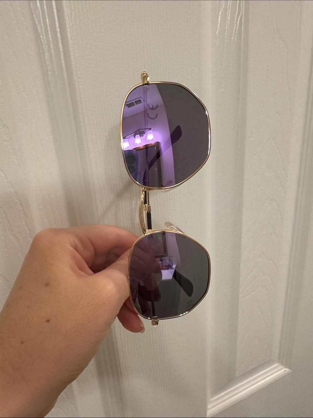 Gold Frame Sunglasses with Purple Lenses